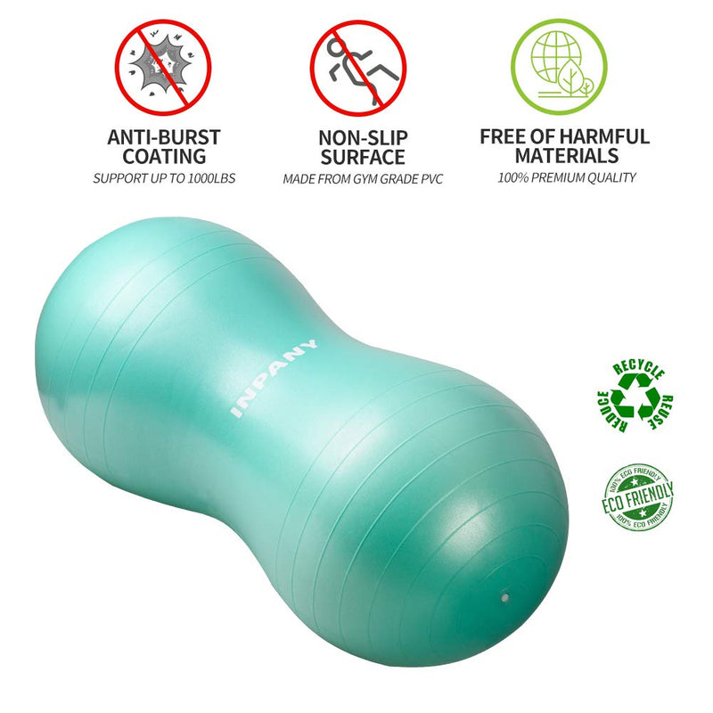 [Australia] - INPANY Peanut Ball - Anti Burst Exercise Ball for Labor Birthing, Physical Therapy for Kids, Core Strength, Flexible Seating, Home & Gym Fintness, Sensory Chair Wiggle Seat for Boys and Girls Green 