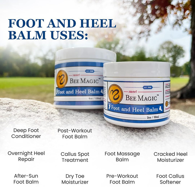 Sweet Bee Naturals Organic Foot Balm - Intensive Heel Balm for Dry Cracked Feet - Natural Moisturizing Treatment for Cracked Heels - Heel Cream Softener for Rough Skin Repair – 4 OZ Jar 4 Ounce (Pack of 1)