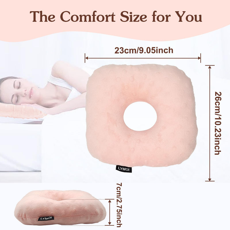 [Australia] - Ear Piercing Pillow, Side Sleeper Pillow with an Ear Hole, Ear Protector Pillow for Ear Pain CNH Piercing Pain Relief Sleeping Pressure Sores, Minky Dot (Pink) 