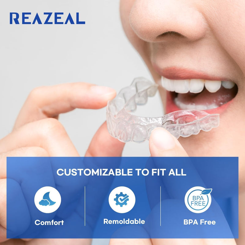 [Australia] - Mouth Guard for Grinding Teeth at Night: Moldable Dental Guard for Sleeping - Nighttime Protection for Teeth with 12 Cleaning Tablets 4 Pack 