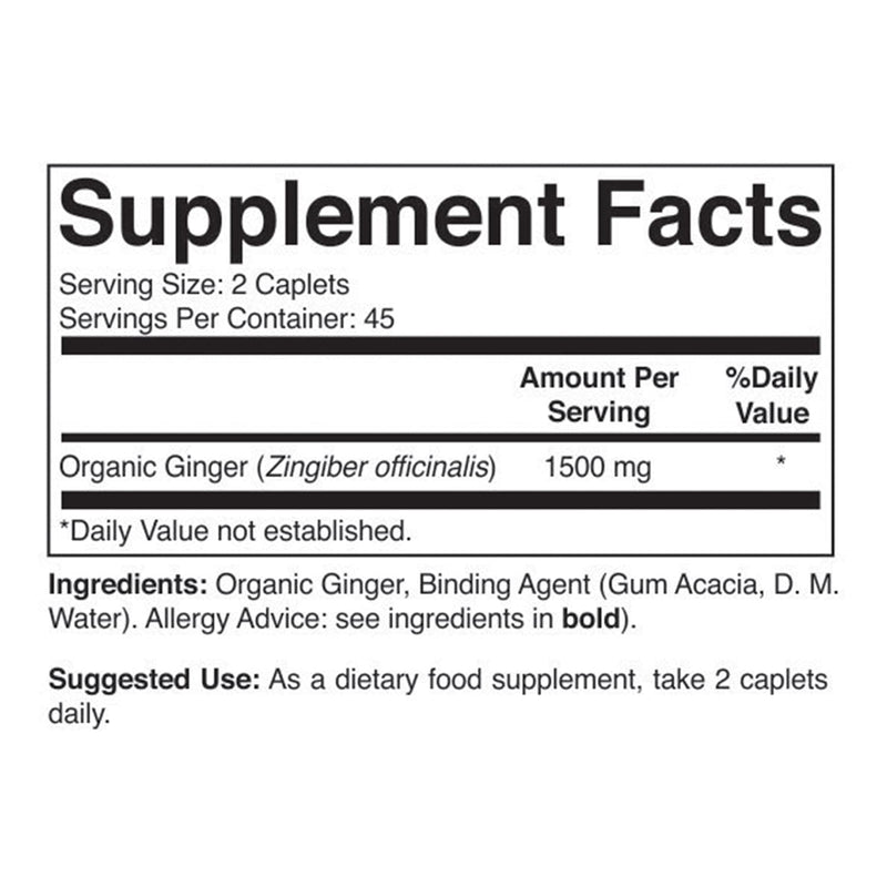 [Australia] - Brieofood Organic Ginger 1500mg, 45 Servings, Vegetarian, Gluten Free, 90 Vegetarian Tablets 