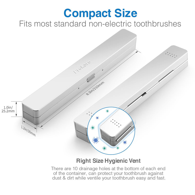 [Australia] - Toothbrush Travel Case Aluminum, Manual Tooth Brush Holder for Traveling, Portable Toothbrush Container for Bathroom, Camping, Business Trip, School (Silver) Silver 