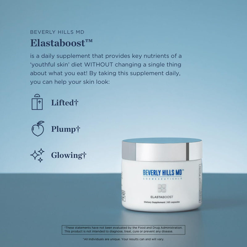 Beverly Hills MD Elastaboost Dietary Supplement, 60 Capsules | Supports firmer-looking skin with hydrolyzed elastin, hyaluronic acid, vitamin C and phytoceramides