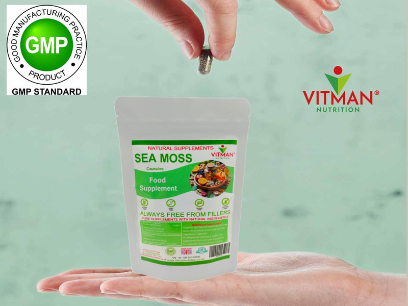 Sea Moss Capsules x60, High Strength, Natural Irish Sea Moss Supplement, Rich in Minerals & Iodine, Gluten Free, Sugar Free, GMO Free, Vegan