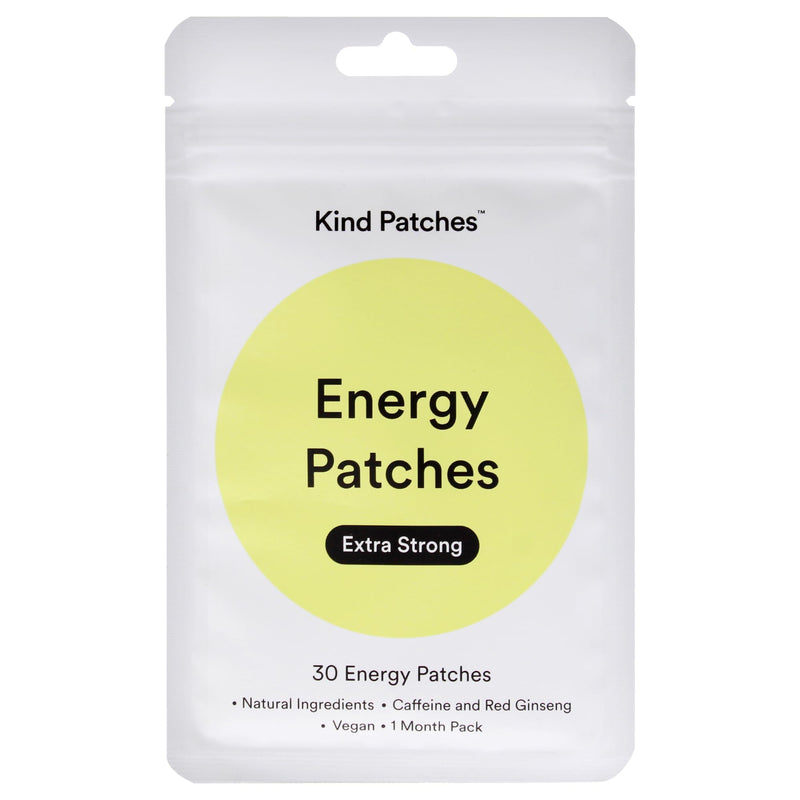 Kind Patches | Energy Patches - Extra Strong | Energy Boost Support | Botanical Plant-Based Formula with Caffeine, Red Ginseng & Vitamin B Complex | 30 Vegan Patches 30 Patches (1 Pack)