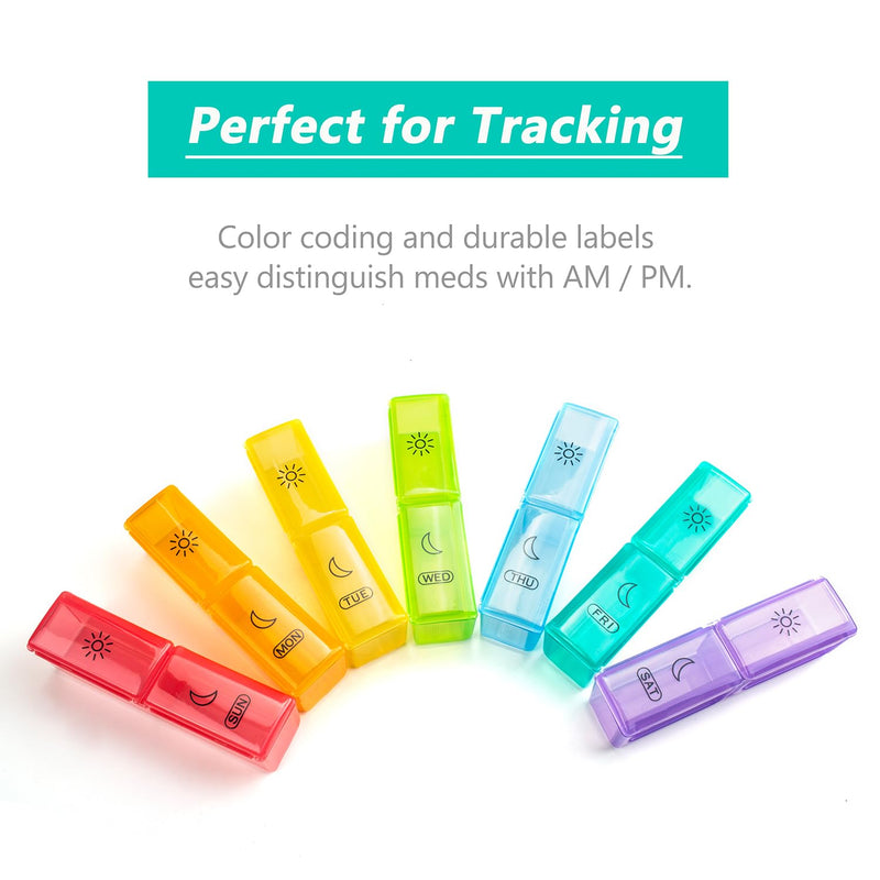 Remtise Weekly Pill Organizer, 7 Day Pill Box (2-Times-A-Day) Portable for Travel with Moisture-Proof Design Am/Pm Pill Case to Pills/Vitamin/Fish Oil/Supplements