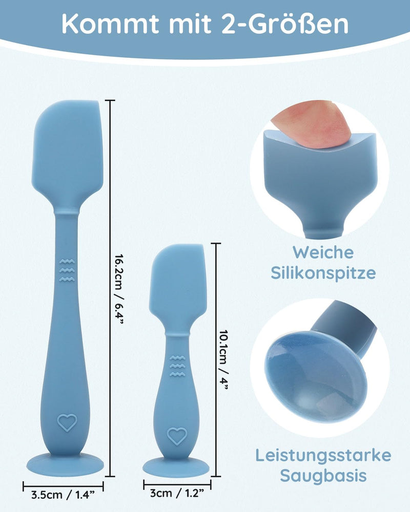 [Australia] - btrfe Baby Diaper Cream Spatula, Silicone Baby Diaper Rash Cream Applicator, Soft Butt Paste Spatula Brush with Suction Base for Newborn Essentials, 4 Pack (Blue) Blue 