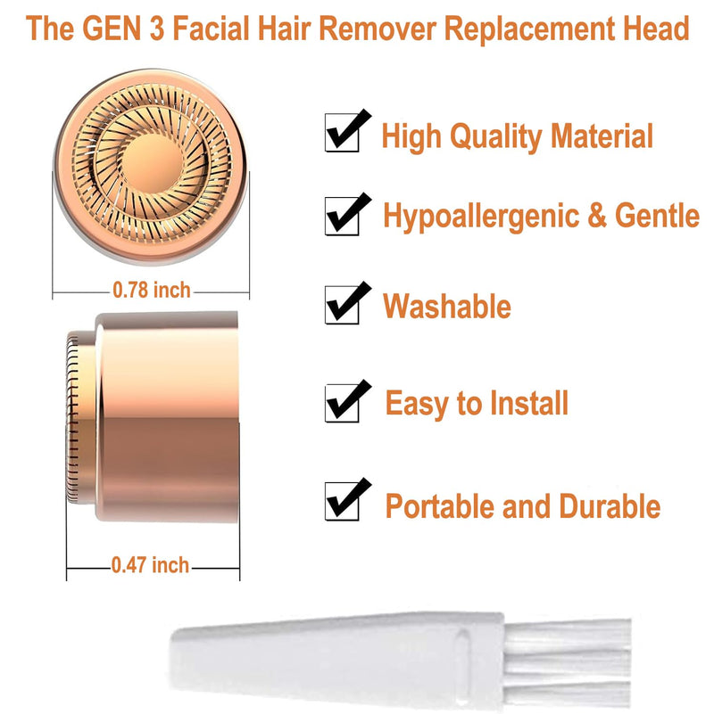 [Australia] - Generation 3 Replacement Heads for NEW Finishing Touch Flawless Facial Hair Remover Gen 3 - Double Precision Enhanced Floating Blades Heads for Flawless Gen 3, PACK of 6, w/Storage Case & Clean Brush 6 Pcs/Pack for Gen 3 New flawless 