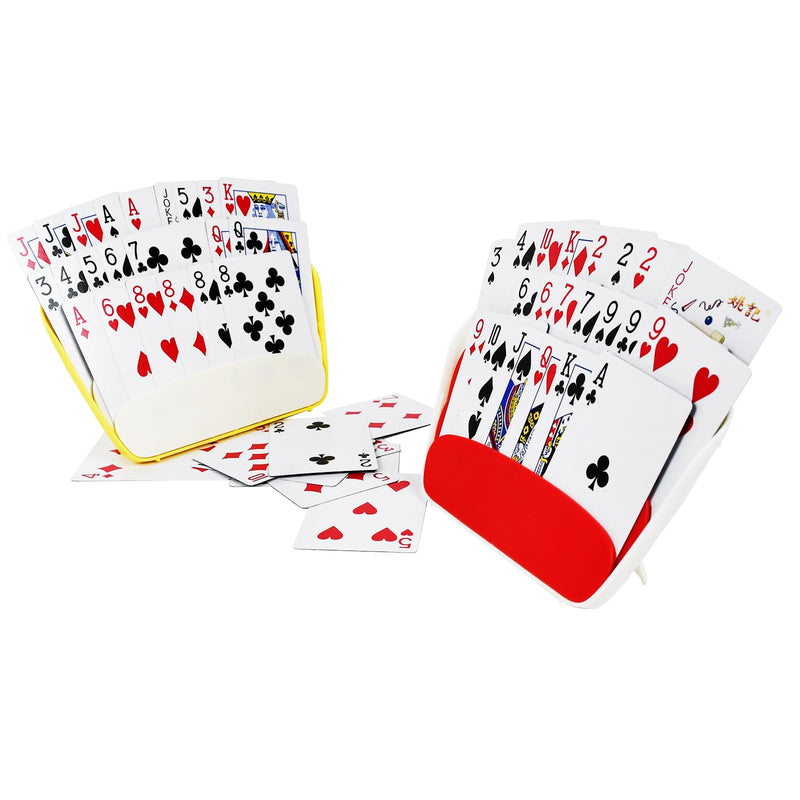[Australia] - Playing Card Holder with Foldable Stand, 3-Layer Card Holder for Poker & Card Games ‚Äì Hands-Free Cards Rack Compact, Portable, Ergonomic Design 1 Red+1 Yellow 