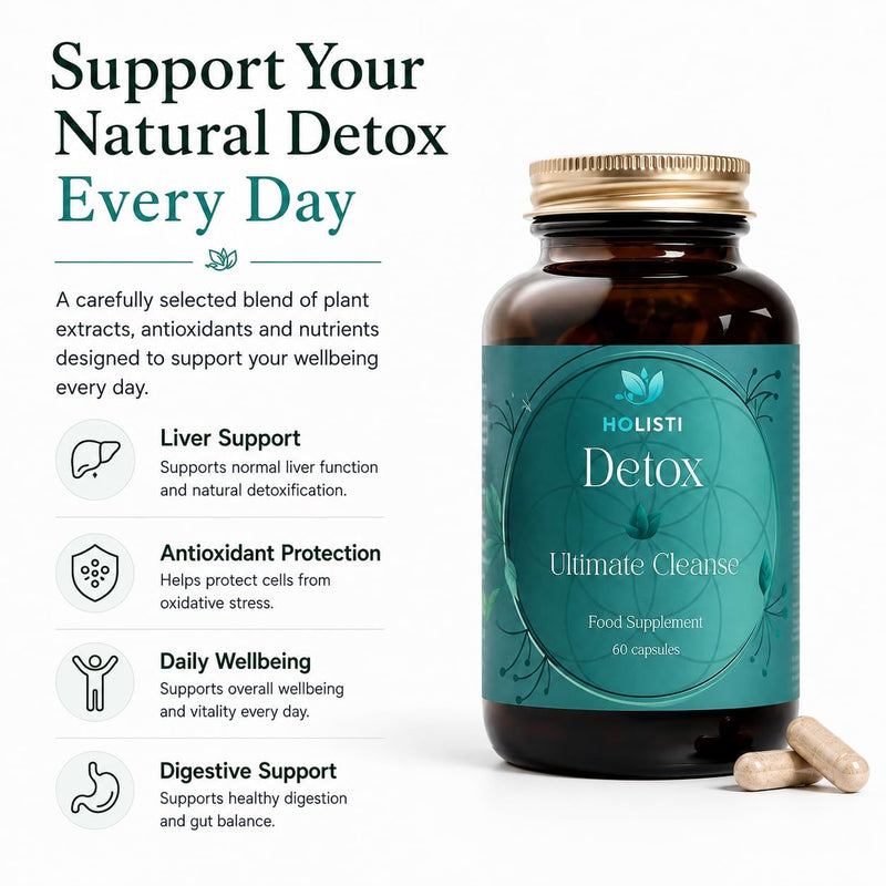 Liver Detox & Cleanse Supplement | Artichoke, Glutathione & Reishi | Made in UK | Vegan Capsules | 30 Day Supply | Liver & Gut Support | 25-in-1 Complex