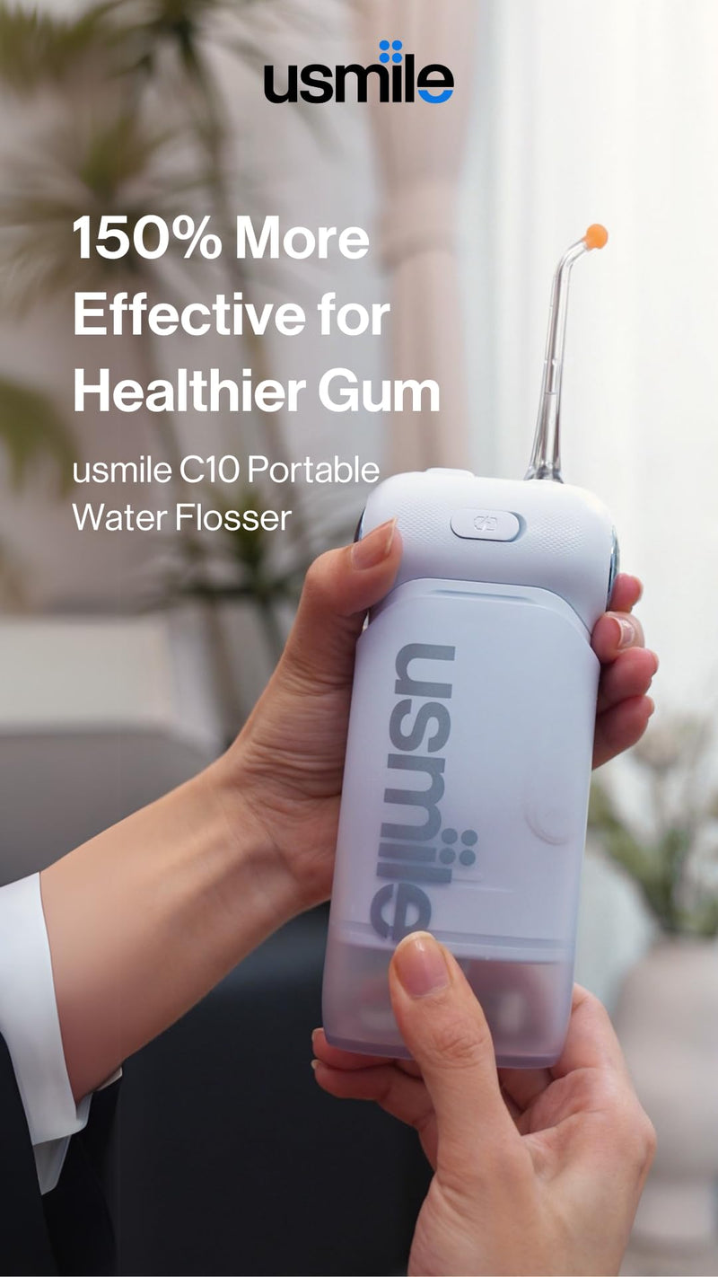 [Australia] - usmile C10 Portable Water Flosser ‚Äì Travel-Friendly, 95-Day Battery, 4 Modes, 360¬∞ Nozzle, 180ml Tank, IPX7 Waterproof, Dentist-Recommended for Braces, Implants & Sensitive Gums (Blue) Blue 