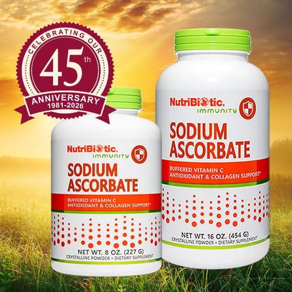 NutriBiotic - Sodium Ascorbate Buffered Vitamin C Powder, 8 Oz | Vegan, Non Acidic & Easier on Digestion Than Ascorbic Acid | Essential Immune Support & Antioxidant Supplement | Gluten & GMO Free 8 Ounce (Pack of 1)