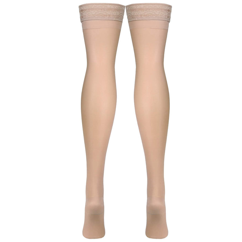 [Australia] - Truform Sheer Compression Stockings, 15-20 mmHg, Women's Thigh High Length, 20 Denier Nude Medium (1 Pair) 
