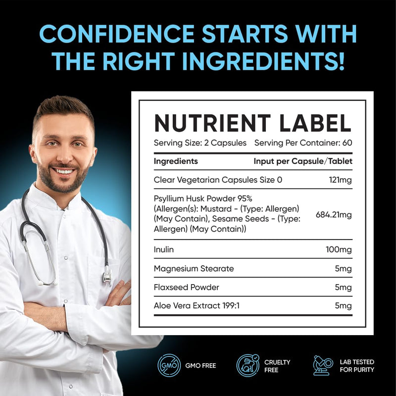 [Australia] - Bottom Fiber Supplement for Effortless Prep Time - Helps Promote Digestive Regularity - Psyllium Husk Based - for Men Who Bottom, 120 Capsules 120 Capsules per Pack 