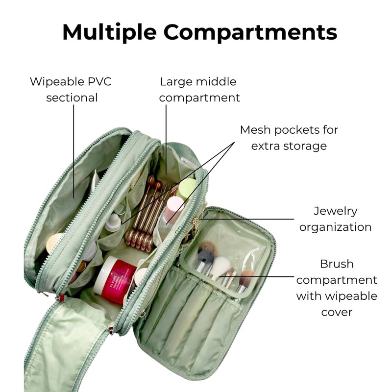 Travel Makeup Bag and Jewelry Organizer- Sage Green