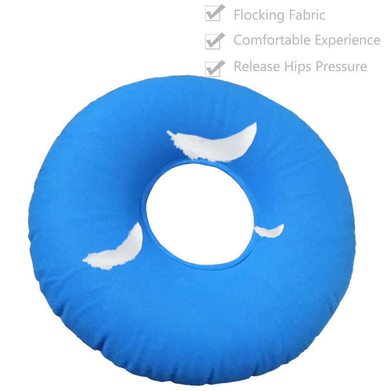 [Australia] - Donut Pillow, Inflatable Donut Cushion for Tailbone Pain,Hemorrhoid Seat Cushion (15" Light Blue, Air Pump Included) 