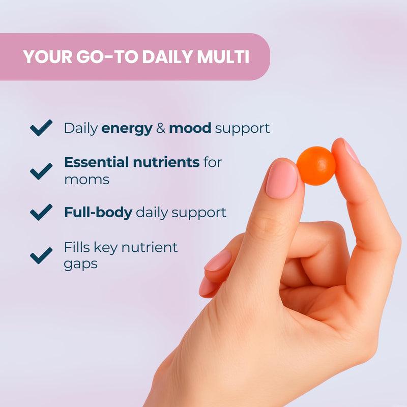 Baby Blues Multivitamin for Women, Daily Gummy Multivitamin for Moms with Biotin, B12, Folate, Vitamin D and Zinc, Hair Skin and Nails, Energy and Immune Support, Iron Free, 90 Count Orange