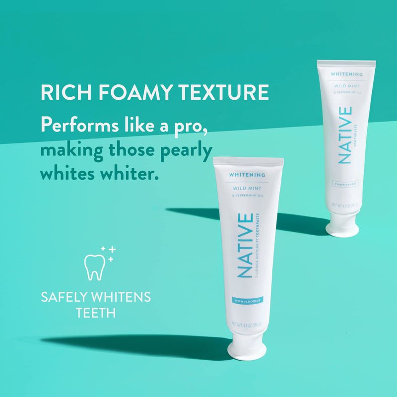[Australia] - Native Toothpaste Made from Naturally-Derived Cleaners and Simple Ingredients That Safely Whitens Teeth, 4.1 oz, Wild Mint with Fluoride - 3 Count 