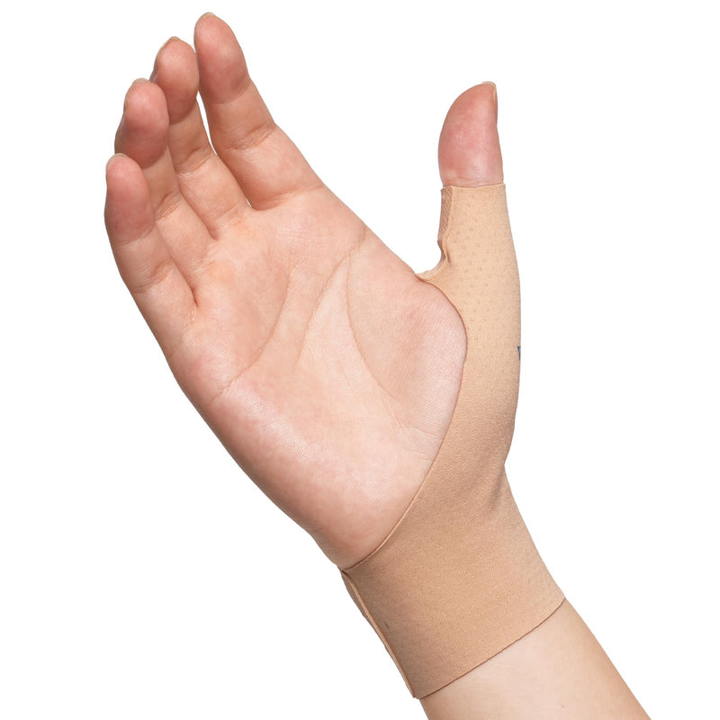 VELPEAU Elastic Thumb Wrist Support Brace (Pack of 2), Splashproof Compression Sleeve for Arthritis Pain, Tendonitis, Sprains, Sports, Splint Liner, Fits Left & Right Hands (Long Version - Khaki, Small) Long Version - Khaki
