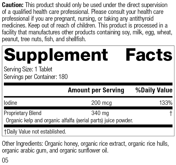 [Australia] - Standard Process Organically Bound Minerals - Whole Food Nervous System Supplements, Iodine Supplement and Thyroid Support with Alfalfa and Kelp - 180 Tablets 