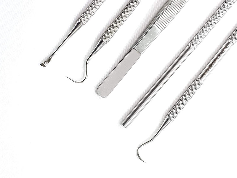 [Australia] - Dental Hygiene set of 5-Stainless Steel Tarter Scraper/Scaling Remover, Dental Toothpick, Mouth Mirror Scaler Tweezer For Calculus &Tartar Removal-Dentists Set is Ideal for Personal Use & Pet Friendly 