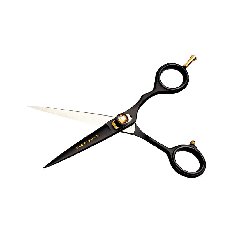 Red by Kiss Premium Artisan Professional Hair Shears, Ice Tempered Japanese Stainless Steel Scissors, Sharp Blades for Precise Cutting, Ergonomic & Adjustable Tension Screw (Straight, 6.5in) Straight