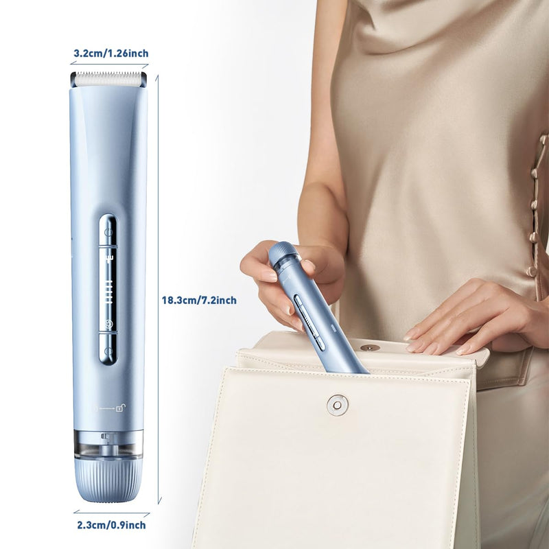 Bikini Trimmer for Women,2 in 1 Dual Head Women Electric Shaver,IPX7 Waterproof Womens Electric Razor for Pubic Hair,Wet & Dry Use Electric Razors for Legs,Private Area,Body Hair Blue