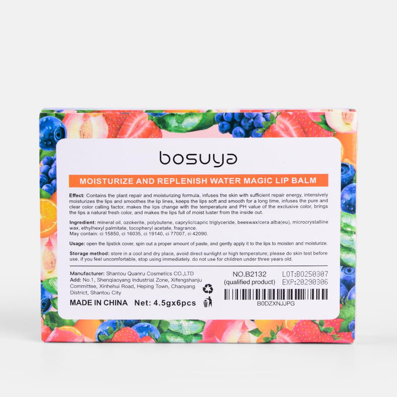 6 Pack Lip Balm, Fruit Flavoured Lip Balms, All Day Moisturising, Soft Natural Lip Balm with Vitamin E and Coconut Oil for chapped or dry lips.