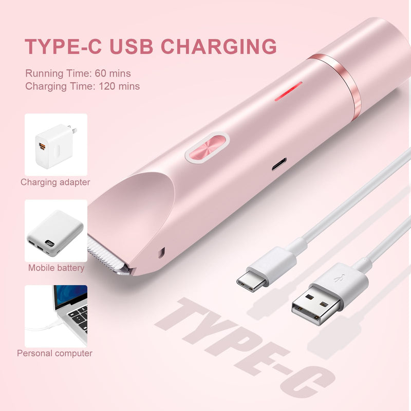 [Australia] - 2026 New Bikini Trimmer for Women,Dermave Bikini Shaver,2-in-1 Electric Razors for Women(Pink) Pink 