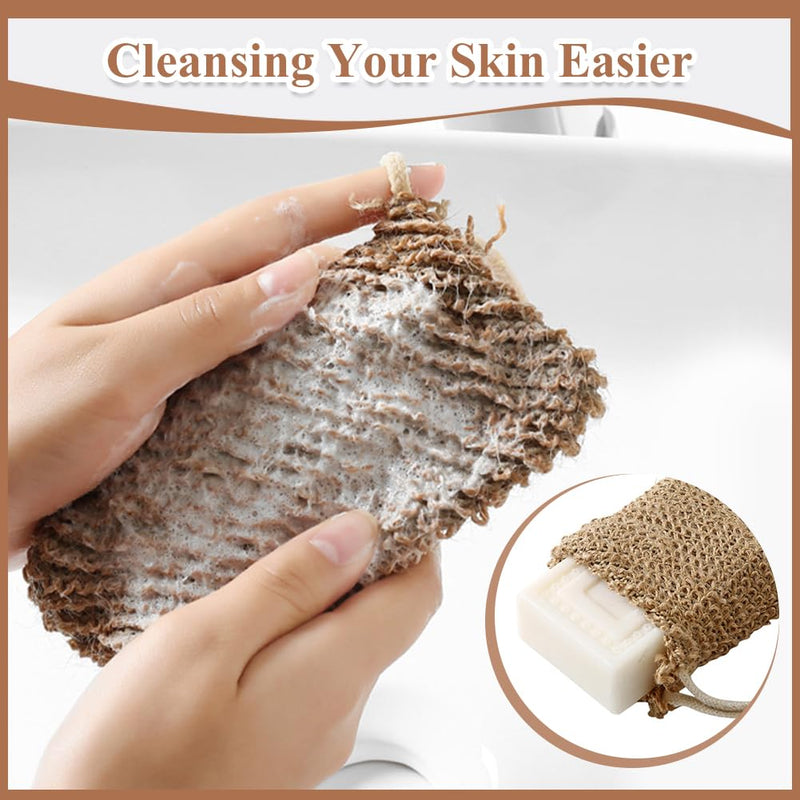 [Australia] - NOCHME Peeling Glove Set for Body, Natural Jute Sisal Hamam Peeling Gloves Mitts Back Strips Foam Net Gentle, Exfoliating Glove Effective Comfortable Peeling Set 