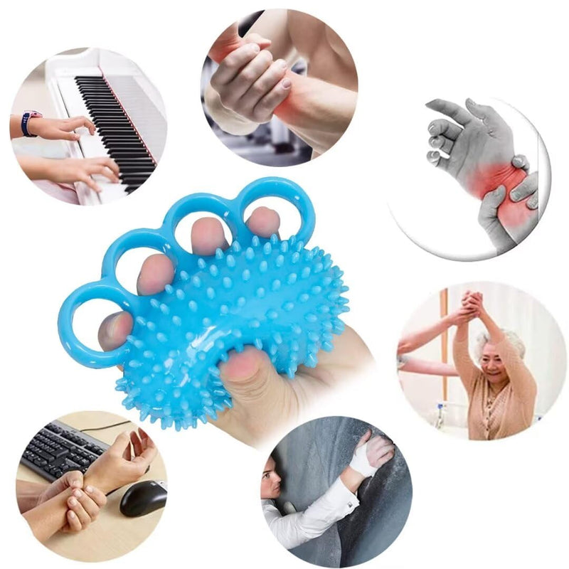 [Australia] - Finger Exerciser Training Ball Hand Grip Strengthener Trainer Squeeze Balls, Finger and Wrist Physical Therapy for Elderly Stroke Recovery, Anxiety Stress Relief, Arthritis, Carpal Tunnel, Massage Blue-2 