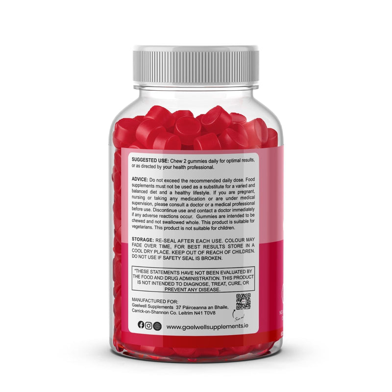 Women’s Probiotic Gummies | 5 Billion CFU, 6 Strains with Fibre | Daily Supplement for Women | Vegan, Gluten & Dairy Free | Cranberry Flavour | 60 Gummies