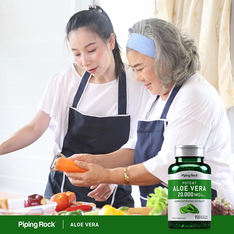 [Australia] - Piping Rock Aloe Vera Capsules 20000mg | 150 Softgels | Concentrated Extract Supplement | Non-GMO, Gluten Free 