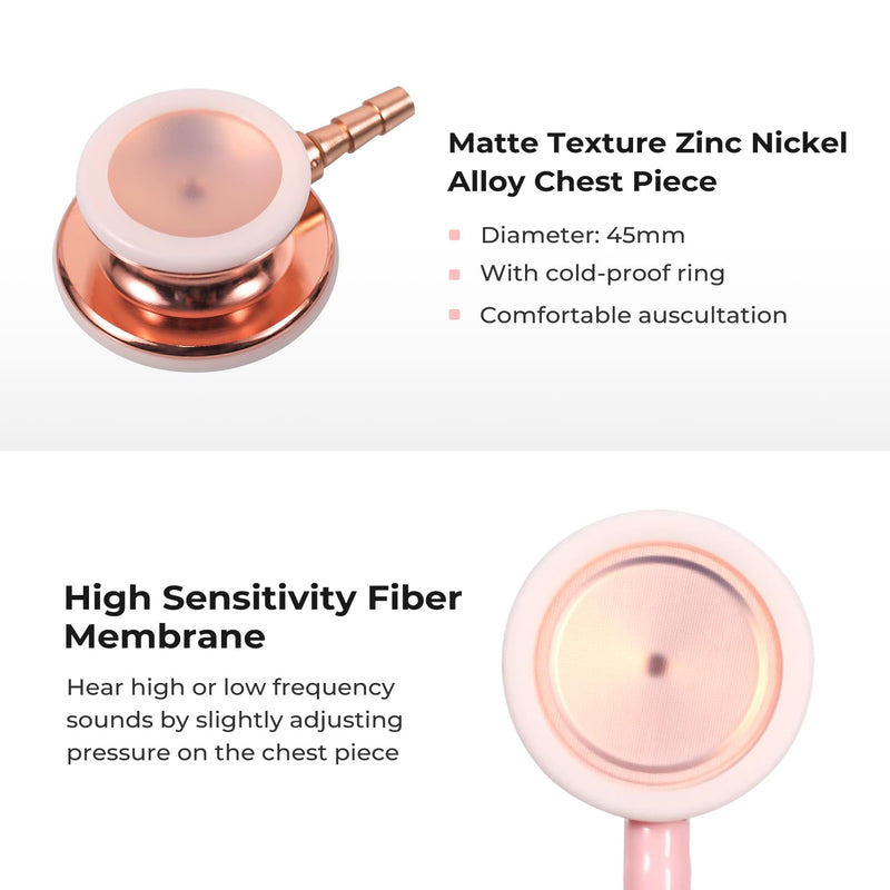 [Australia] - Scienlodic Double-sided Stethoscope with Ear Tips, Professional Stethoscope for Doctor Nurse Clinical Student Use, Customized Gold-plated High-end - Light Pink 03-Light Pink 