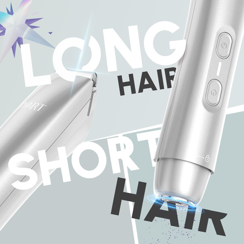 [Australia] - Dual Head Bikini Trimmer for Women - Electric Razor for Body & Facial Hair, IPX7 Waterproof, Painless Ceramic Blade, Rechargeable, Wet & Dry Use, Travel-Friendly, Gift for Her(White) 