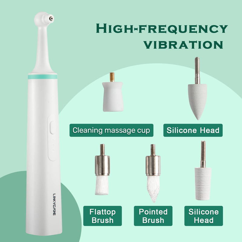Electric Tooth Polisher, Household Electric Dental Calculus Remover with 8 Replacement Heads & 3 Adjustable Modes, Plaque Remover for Teeth, Teeth Cleaner Tools Green