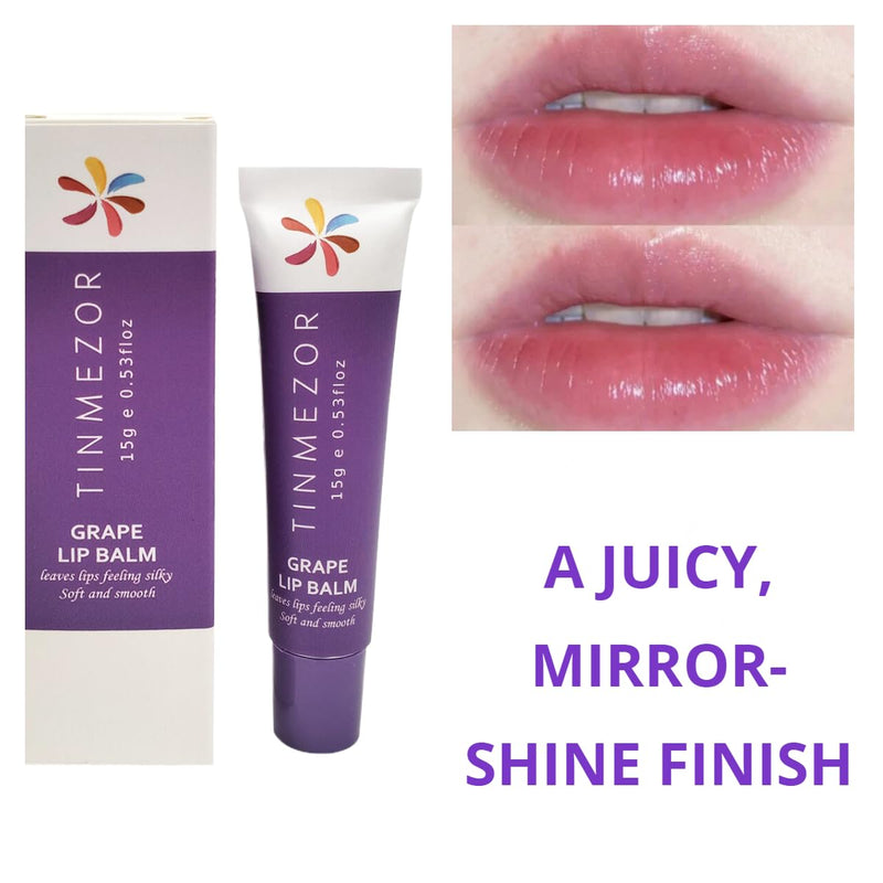 Hydrating Lip Balm - Hydrating Lip Glow & Plumper Gloss, Chapped Lips with Vitamin E, Aloe Vera Long-Lasting Hydration Formula Smooth and Silky Lips (2 pcs grape) 2grape