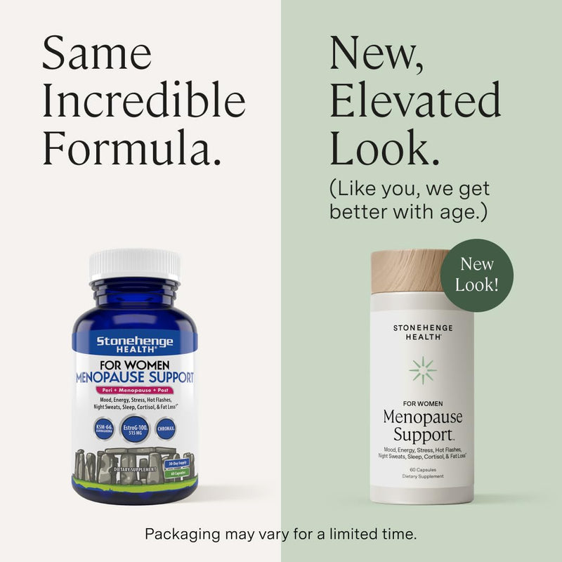 [Australia] - Stonehenge Health for Women Menopause Support for Peri + Menopause + Post - Mood, Energy, Stress, Hot Flashes, Night Sweats, Sleep & Cortisol, Chromax Chromium, Vitamin D3, KSM-66 Ashwagandha Extract 
