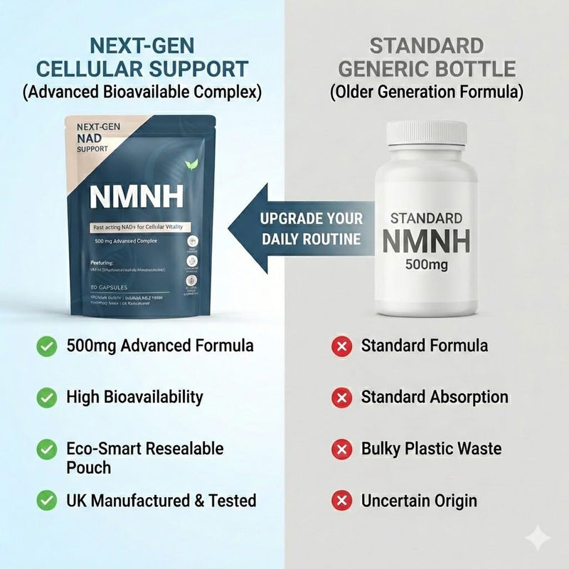 NMNH Supplement 500mg – Reduced NAD+ Precursor – Cellular Energy, Healthy Aging & Mitochondrial Support – 60 Vegan Capsules – High Absorption Dihydronicotinamide Mononucleotide 60 count (Pack of 1)