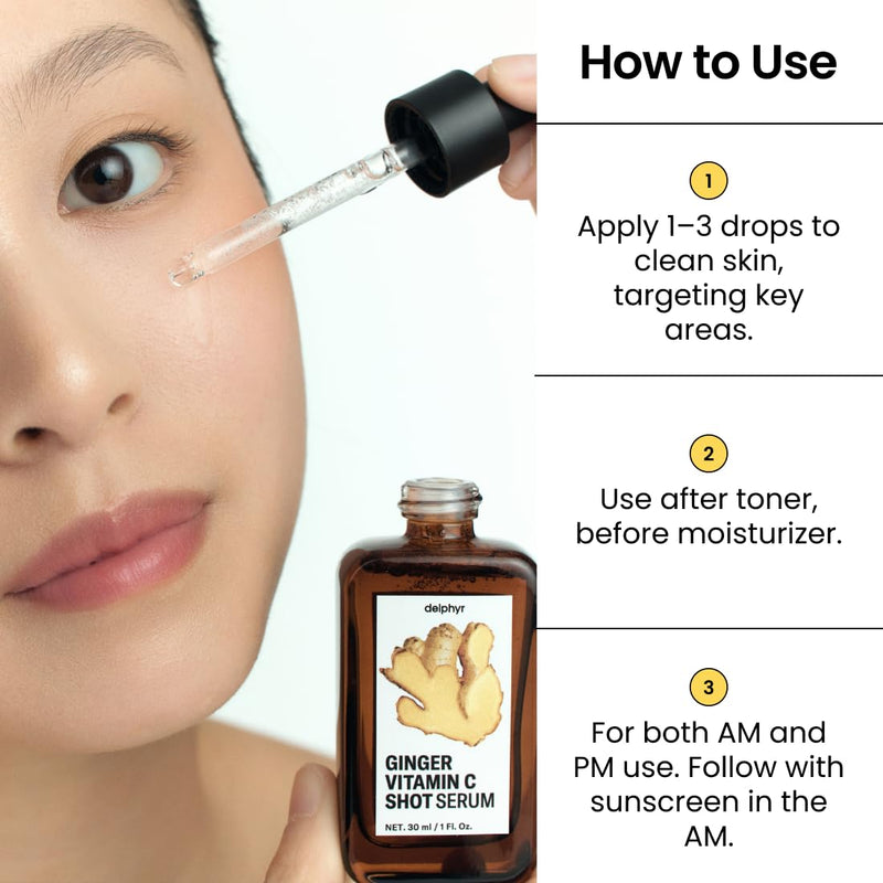 Ginger Vitamin C Shot Serum | Daily serum with Ginger Extract & Vitamin C | Targets dark spots and dullness | Korean vegan skincare for all skin types