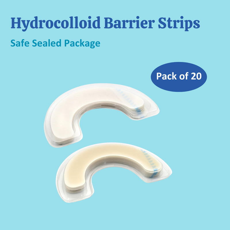 [Australia] - 20PCS Elastic Ostomy Barrier Strips, Adhesive Flange Seal Extender Strip for Colostomy Bags, Ostomy Supplies Curved Ileostomy Tape for Stoma Urostomy Bag, 1inch Hydrocolloid Skin Barrier Extenders 