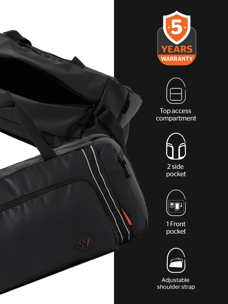 Wildcraft Dark Edition 25 L Duffle Bag for Men & Women Multiple Pockets, Adjustable traps Travel, Gym & ports Bag S Dark Black