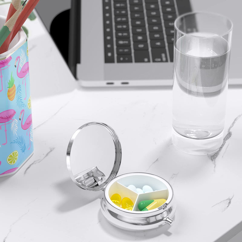 [Australia] - Nipichsha Pill Box, Small Pill Case for Purse & Pocket, Cute Medicine Organizer Travel Pillbox, Portable Pill Container Holder to Hold Vitamins, Medication, Fish Oil and Supplements, Pink Marble 