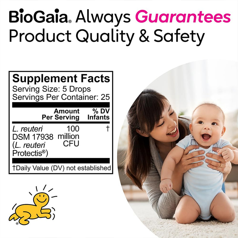 BioGaia Baby Probiotic Drops - Baby Essentials for Colic & Gas Relief, Safe for Newborns, Reduces Crying, Fussing, Colic, Gas, Spit-ups and Constipation, No allergens, dairy, soy, gluten, or sugar 0.17 Fl Oz (Pack of 1)