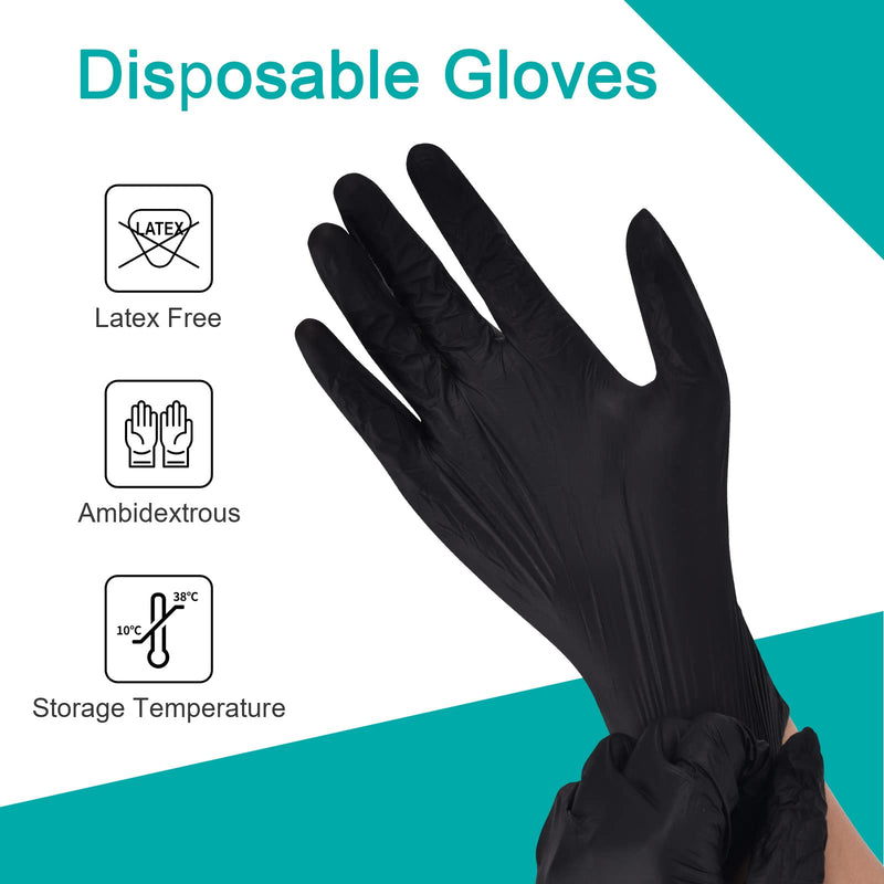 [Australia] - Schneider Black Vinyl Exam Gloves, 4 mil, Disposable Latex-Free Plastic Gloves for Medical, Cooking & Cleaning, 100-ct Box Large (Pack of 100) 