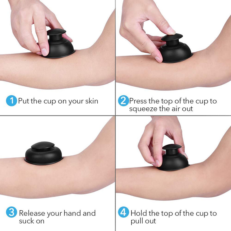 [Australia] - Silicone Cupping Therapy Sets Cups Massage, 12pcs Professional Vacuum Cupping Anti Cellulite Suction Cup for Facial Body Massage, Deep Tissue, Myofascial Release, Pain Relief, Muscle Relaxation(Black) Black 