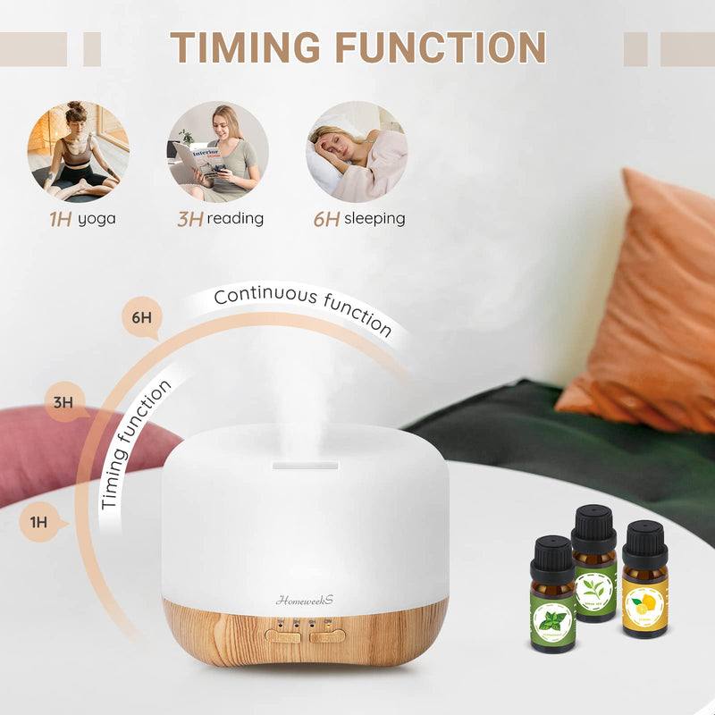 [Australia] - Homeweeks 300ml Essential Oil Diffuser, Quiet Aromatherapy Mist Diffusers for Essential Oils, Wood Grain Ultrasonic Oil Diffuser with Remote Control,Timer, 7 Colors Light for Bedroom (300ml)… 300 ml 