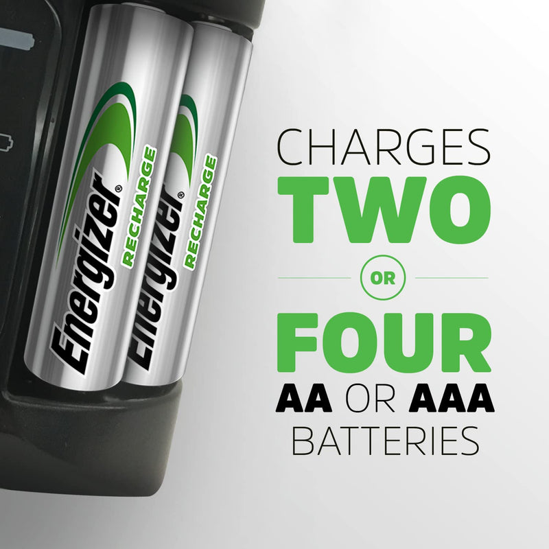 Energizer Rechargeable AA and AAA Battery Charger (Recharge Pro) with 4 AA NiMH Rechargeable Batteries, Auto-Safety Feature, Over-Charge Protection 1 COUNT