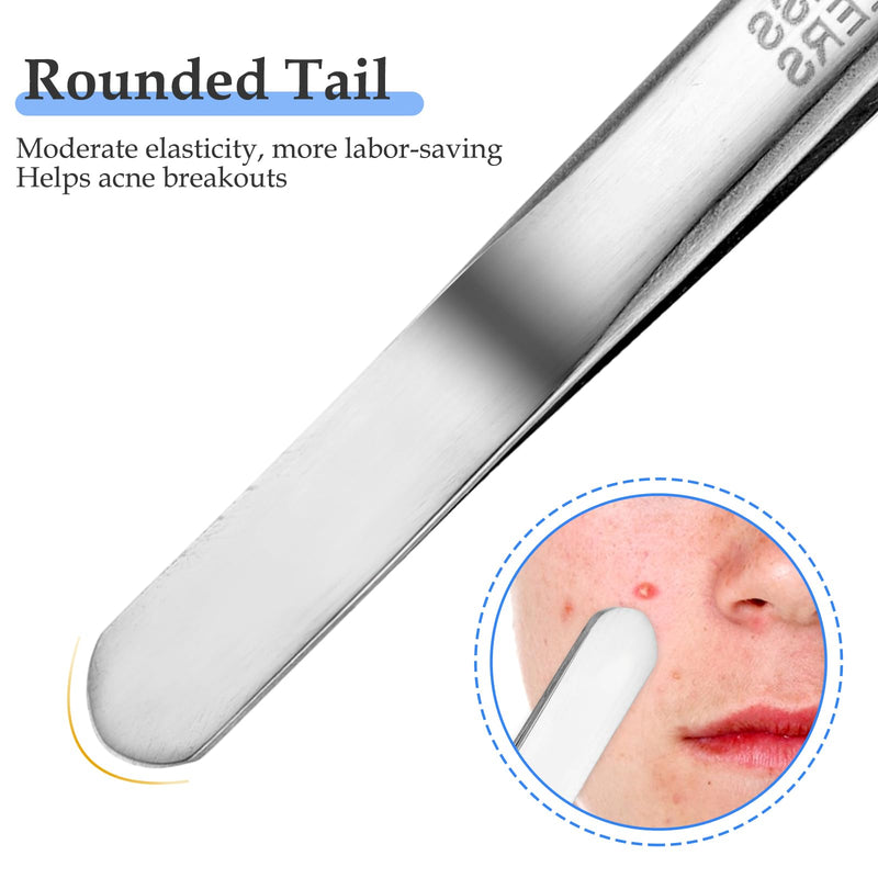 [Australia] - 3 pieces of tweezers for removing blackheads and 1 piece of tweezers for ingrown hairs, precision blackhead pimple extractor for pimples, whitehead tweezers, eyelash tweezers with curved tip 