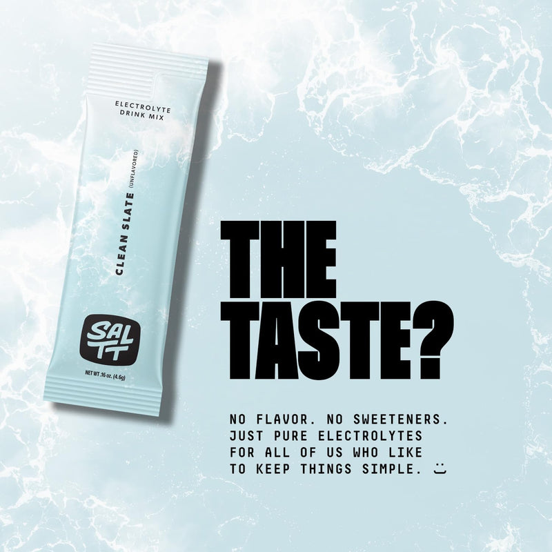 [Australia] - Keto Chow SALTT Electrolytes Powder Packets, Clean Slate Unflavored (30 Hydration Packets) - Magnesium, Potassium, Sodium, Trace Minerals - Vegan, Gluten Free - Travel Essentials - Made in USA Clean Slate (Unflavored) 